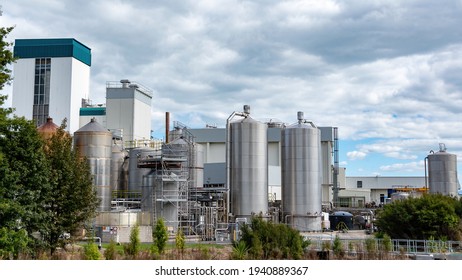 Hautapu, Cambridge, New Zealand - March 20, 2021: View Of Fonterra Hautapu Milk And Dairy Manufacturing Factory