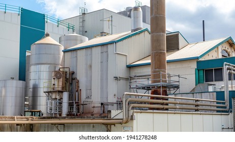 Hautapu, Cambridge, New Zealand - March 20, 2021: View Of Fonterra Hautapu Milk And Dairy Manufacturing Factory