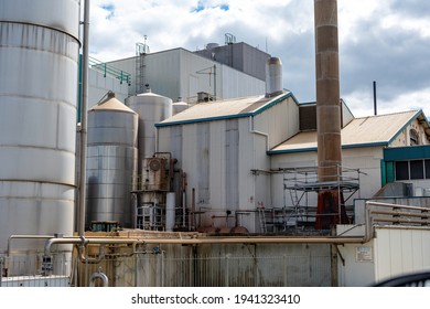 Hautapu, Cambridge, New Zealand - March 20, 2021: View Of Fonterra Hautapu Milk And Dairy Manufacturing Factory