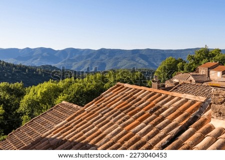 Haut-Languedoc mountains from the roofs of the village of Combes
