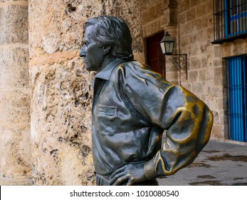 Havana, Cuba, 02.21.2017: Sculpture Of The Famous Dancer Antonio Gades In Cathedral Square.