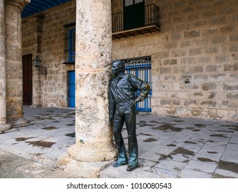 Havana, Cuba, 02.21.2017: Sculpture Of The Famous Dancer Antonio Gades In Cathedral Square.