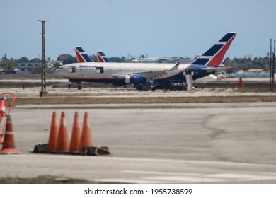 Havana, Cuba; 04.08.2021: Aircraft Of The Cubana De Aviación Airline. Broken Planes Parked At The José Marti International Airport In Havana. Air Transport In Cuba. 