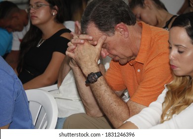 Havana, Cuba; 07.06.2019: Cuban Evangelicals Celebrate A Service In A Baptist Church In Havana.