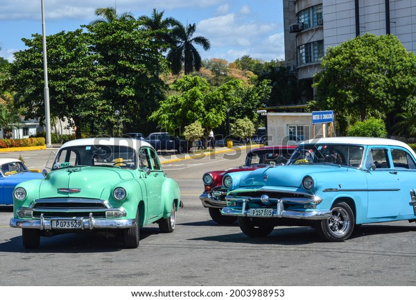 Havana. Cuba, 16.01.2017m Cuban cars: a living classic\
car museum in Cuba. 