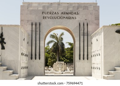 Havana, Cuba - 25 April, 2017. Gravestones Of The Revolutionary Armed Forces In The Cemetery Of Havana.