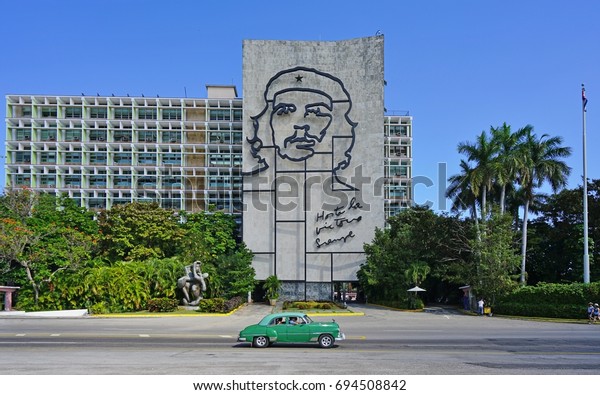 HAVANA, CUBA -3 FEB 2017- View of the\
landmark Plaza de la Revolucion in Havana, the capital of Cuba. It\
is the seat of the Cuban government, Communist party, and several\
ministries.