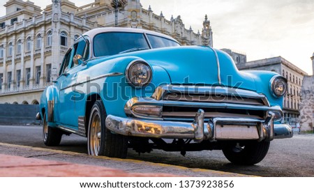 Havana Cuba. Close up of a vintage classic American car.