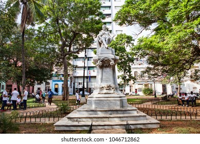 Havana, Cuba - December 12, 2016:  Statue Of Miguel De Cervantes Saavedra In Old Havana, Cuba. 