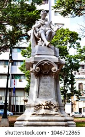 Havana, Cuba - December 12, 2016:  Statue Of Miguel De Cervantes Saavedra In Old Havana, Cuba