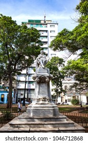 Havana, Cuba - December 12, 2016:  Statue Of Miguel De Cervantes Saavedra In Old Havana, Cuba