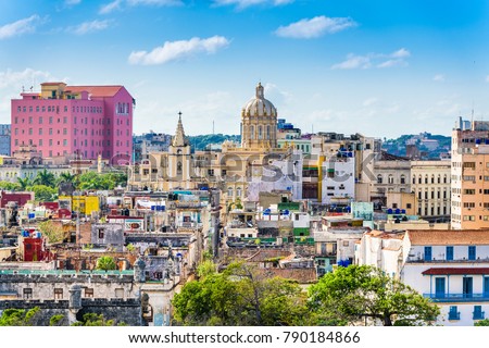 Havana, Cuba downtown rooftop skyline.