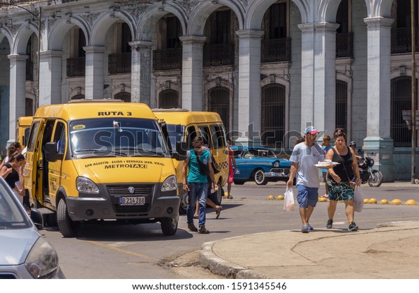 Havana, Cuba, July 6, 2019. Metro taxi service at Havana
Cuba.  