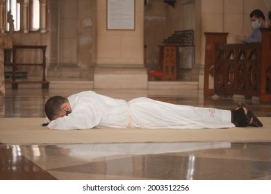 Havana, Cuba; Jun 05, 2021: Ordination Of A Catholic Priest During A The Celebration Of A Mass. The Rite Of Ordination Occurs Within The Context Of Holy Mass. 