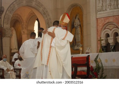 Havana, Cuba; Jun 05, 2021: Ordination Of A Catholic Priest During A The Celebration Of A Mass. The Rite Of Ordination Occurs Within The Context Of Holy Mass. 