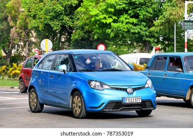 Havana, Cuba - June 6, 2017: Motor Car MG 3 In The City Street.