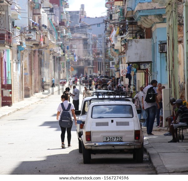 HAVANA, CUBA - NOVEMBER, 2019: The life in Cuba\
and the scene in old\
Havana.