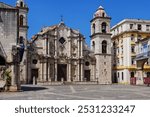 Havana, Cuba, Plaza de la Catedral beautiful square in the old town of Havana