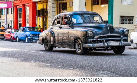 Havana, Cuba. Vintage classic american on the streets of the Cuban capital.