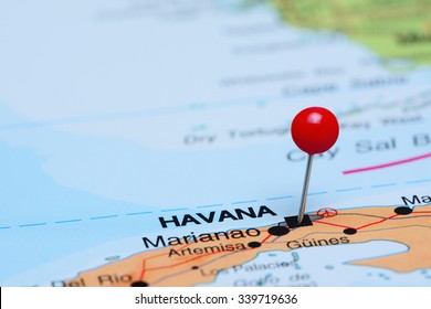 Havana Pinned On A Map Of America
