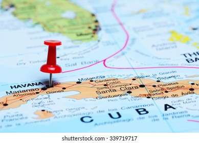 Havana Pinned On A Map Of America
