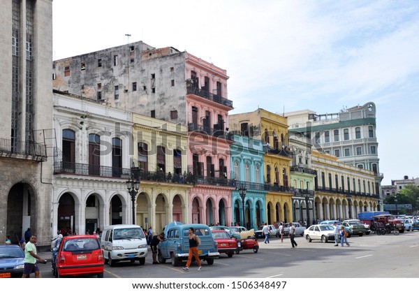 Havana/Cuba - 01.07.2013:  The impressive\
color of the\
architecture.