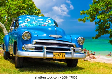 HAVANA-JULY 22:Classic Chevrolet at the beach July 22,2012 in Havana.Until a recent law passed last year,old cars like this were the only ones that could be bought and sold by people in Cuba