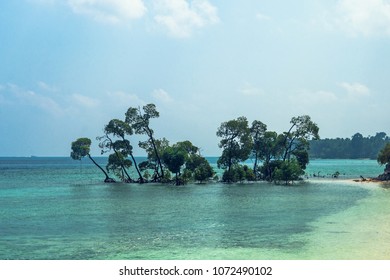 Havelock Island jetty - one of the premier tourist destination in the Andaman and Nicobar Islands, India. Beautiful seascape of an exotic tropical island in the Indian ocean