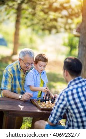 Having Fun And Playing Chess At Park
