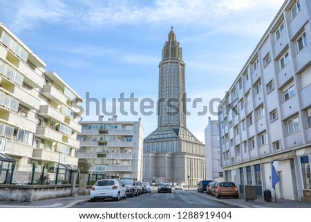 The Havre church built with concrete material after that the original has been completely destroyed during the second world war, Le Havre, France