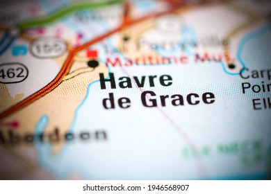 Havre De Grace. Maryland. USA On A Geography Map