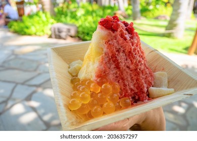 Hawaian Shaved Ice With Lilikoi Syrup 