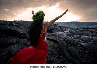 Hawaii God Pele Creating Lava