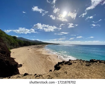 Hawaii Maui Island Sand Beach Ocean View At Big Beach, Makena State Park