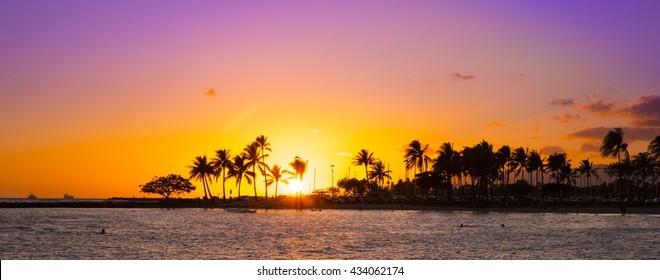 Hawaii Sunset Waikiki Honolulu Oahu