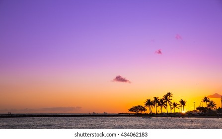 Hawaii Sunset Waikiki Honolulu Oahu