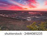 Hawaii Volcanoes National Park, on Hawaii Island (the Big Island). At its heart are the Kilauea and Mauna Loa active volcanoes. The Crater Rim Drive passes steam vents and the Jaggar Museum