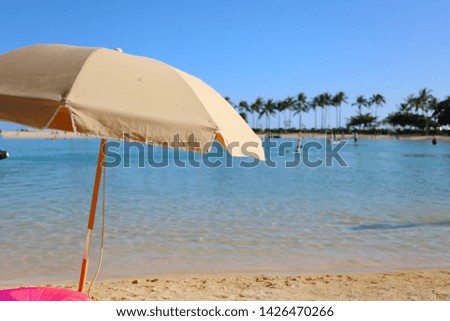 Hawaii Waikiki Beach Ocean and beach umbrellas