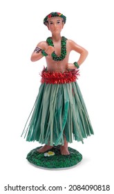 Hawaiian Hula Doll Dancer Cut Out On White.