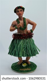 Hawaiian Hula Male Doll In A Grass Skirt