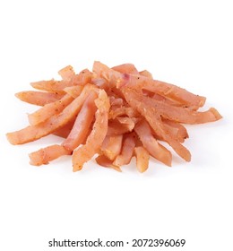 Hawaiian Jerky Chicken Meat Sliced Isolated On White