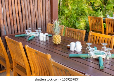 Hawaiian Luau Table Setting With Pineapple