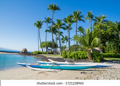 Hawaiian Outrigger Canoe At Kamakahonu Beach Kailua-Kona, Big Island, Hawaii