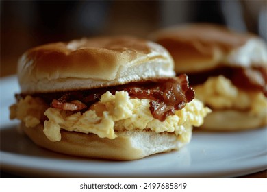 hawaiian roll breakfast bacon and egg sliders - Powered by Shutterstock