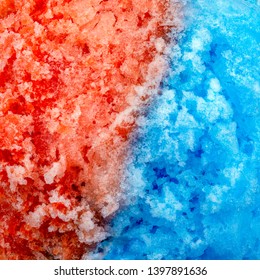 Hawaiian Shave Ice, Shaved Ice Or A Snow Cone Close Up Photograph.