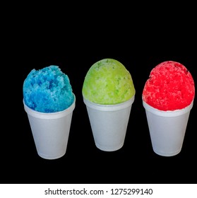 Hawaiian Shaved Ice, Shave Ice, Snow Cone Or Snow Ball Close Up Photograph.