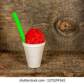 Hawaiian Shaved Ice, Shave Ice, Snow Cone Or Snow Ball Close Up Photograph.