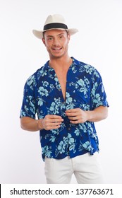 camisa hawaiana blanca