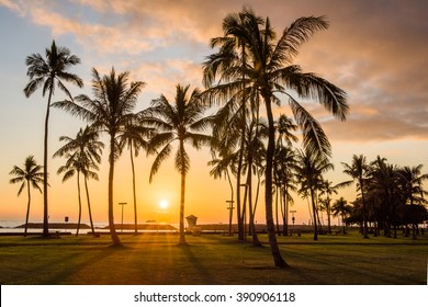 Hawaiian sunset, Honolulu, Oahu