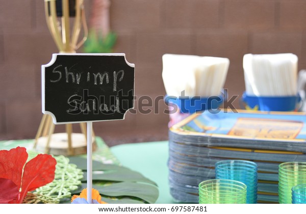 Hawaiian Tiki Bar Themed Birthday Party Stock Photo Edit Now